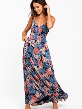 Lulus Tropical Floral Tie Back Maxi